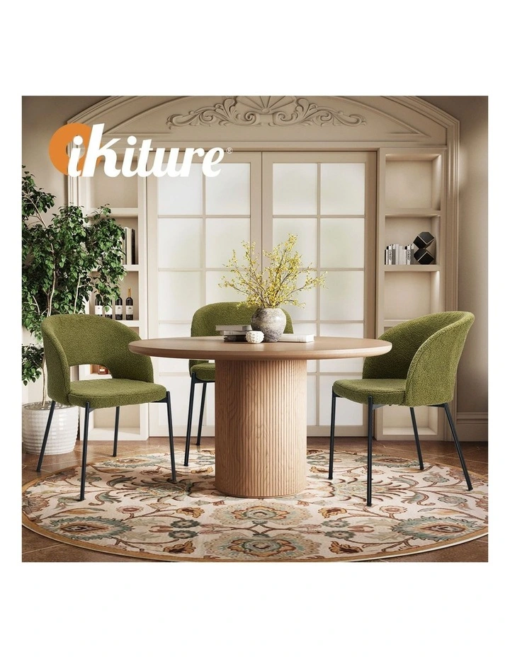 Oikiture 2x Armchair Dining Chair Accent Chairs Tub Armchairs Sherpa Green&Black image 7