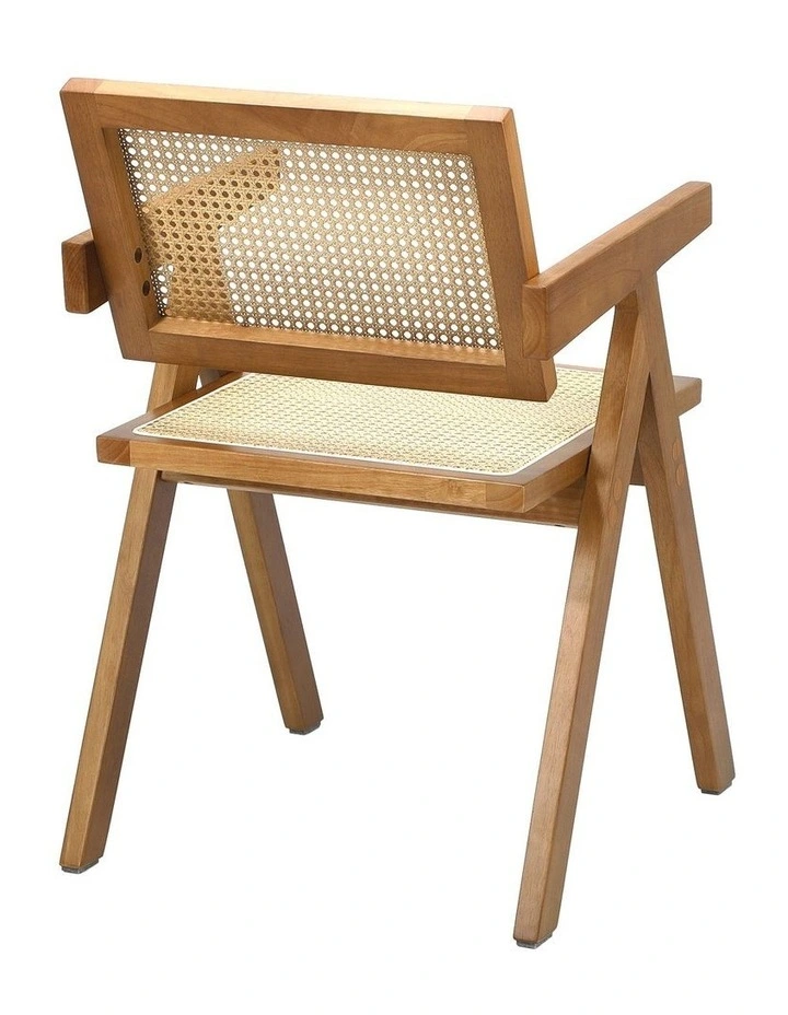 Oikiture 2x Dining Chairs Rattan Chair Wooden Accent Chair Walnut image 2