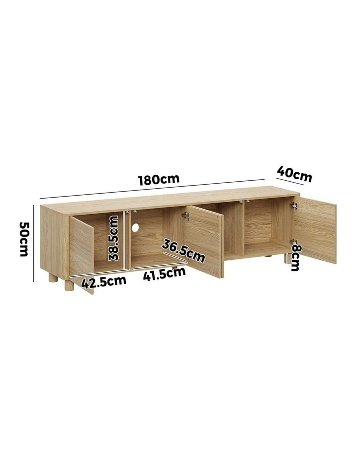 Oikiture TV Cabinet Entertainment Unit Stand 180cm 4 Doors image 3