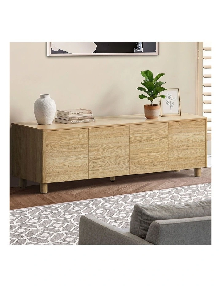 Oikiture TV Cabinet Entertainment Unit Stand 180cm 4 Doors image 5