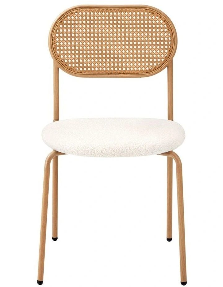 Oikiture 2PCS Dining Chair Accent Chairs Rattan Furniture Sherpa White image 2
