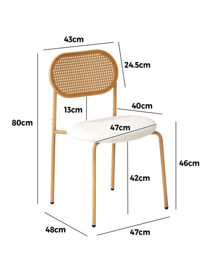 Oikiture 2PCS Dining Chair Accent Chairs Rattan Furniture Sherpa White image 3