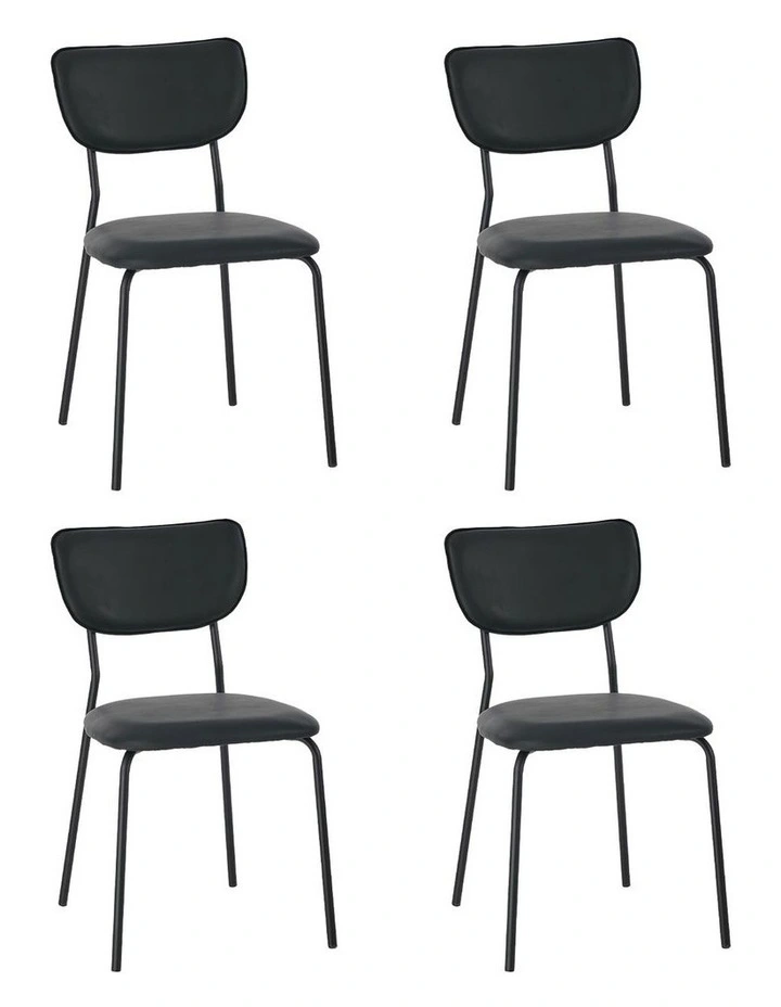 Oikiture Set of 4 Dining Chairs PU Leather Padded Seat Black image 1
