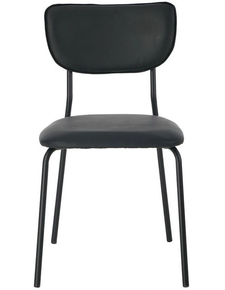 Oikiture Set of 4 Dining Chairs PU Leather Padded Seat Black image 2