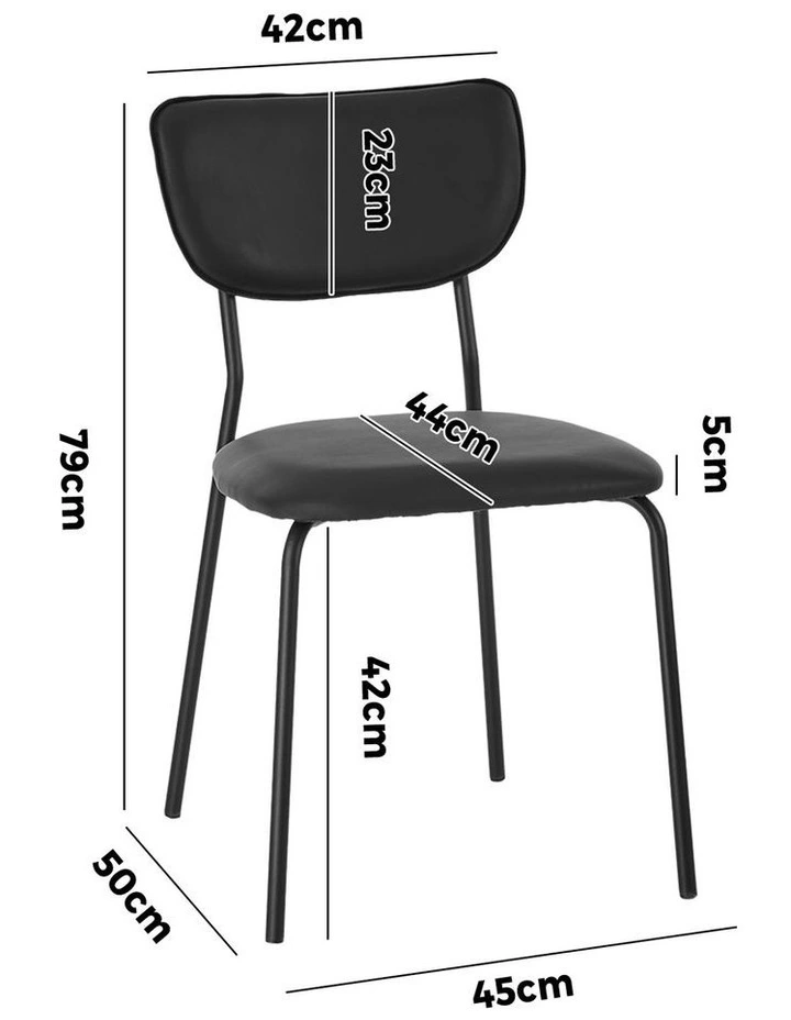 Oikiture Set of 4 Dining Chairs PU Leather Padded Seat Black image 3
