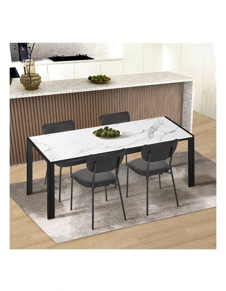 Oikiture Set of 4 Dining Chairs PU Leather Padded Seat Black image 5