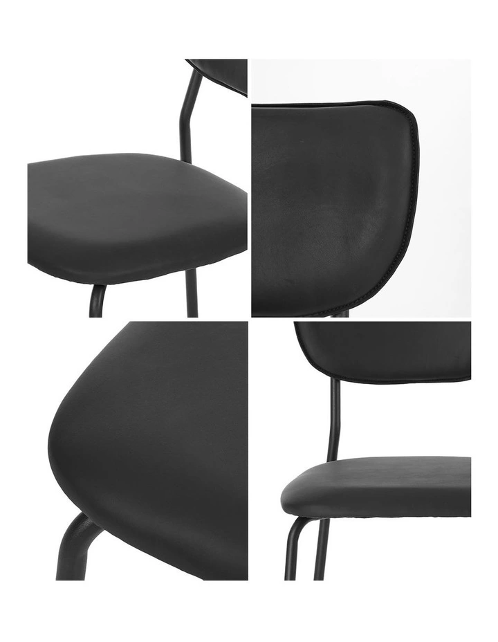 Oikiture Set of 4 Dining Chairs PU Leather Padded Seat Black image 6