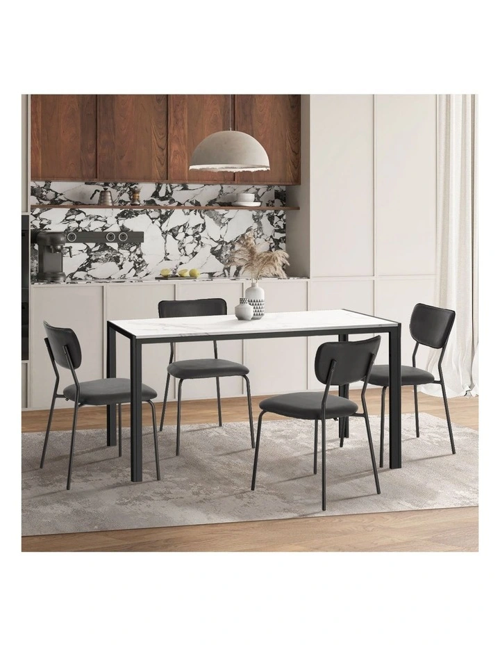 Oikiture Set of 4 Dining Chairs PU Leather Padded Seat Black image 7
