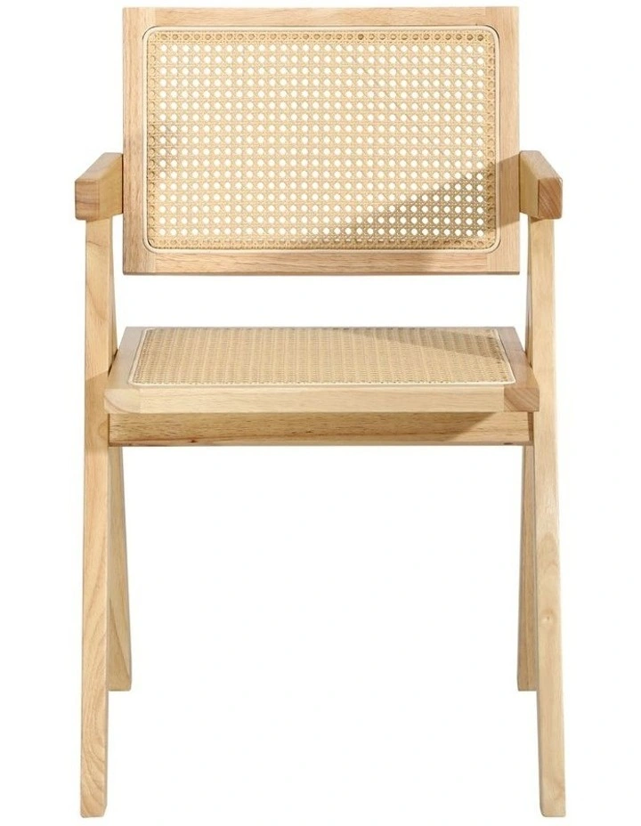 Oikiture 2x Dining Chairs Rattan Chair Wooden Accent Chair Natural image 2