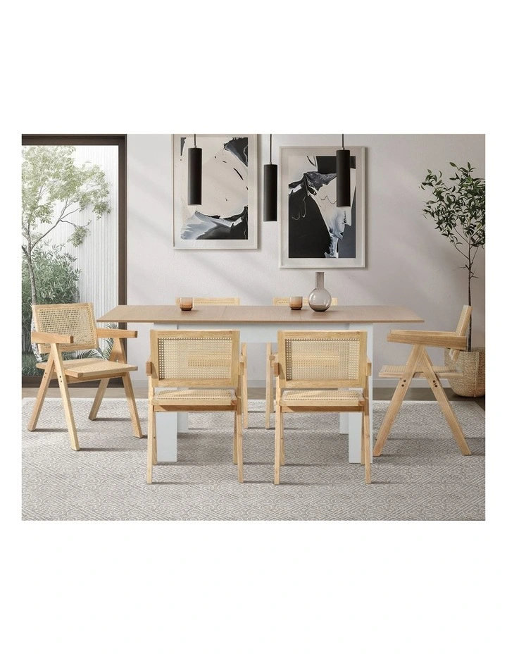 Oikiture 2x Dining Chairs Rattan Chair Wooden Accent Chair Natural image 6