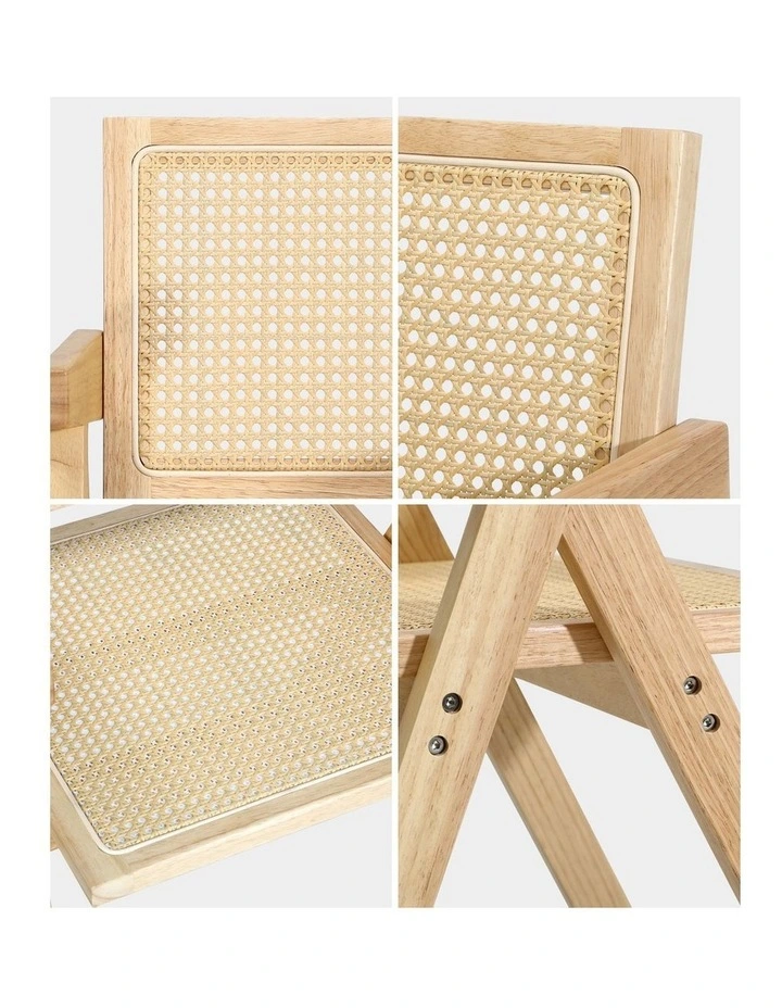 Oikiture 2x Dining Chairs Rattan Chair Wooden Accent Chair Natural image 7