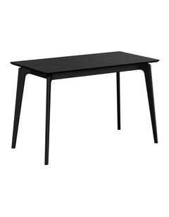 Oikiture Wooden Dining Table 120cm Rectangular 4 Seater Pinewood Legs Black