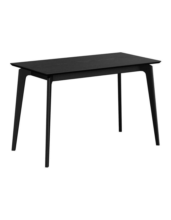 Oikiture Wooden Dining Table 120cm Rectangular 4 Seater Pinewood Legs Black image 1