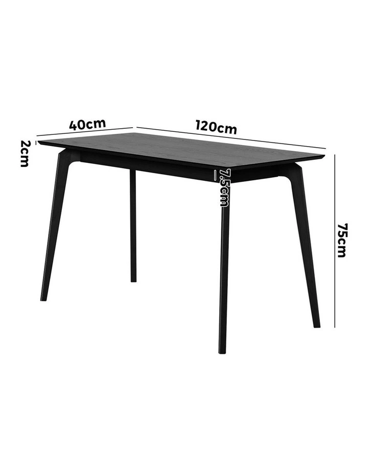 Oikiture Wooden Dining Table 120cm Rectangular 4 Seater Pinewood Legs Black image 3