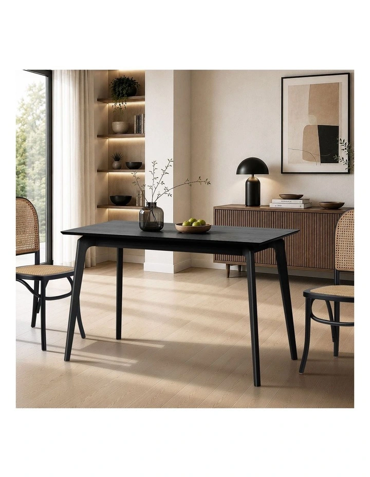 Oikiture Wooden Dining Table 120cm Rectangular 4 Seater Pinewood Legs Black image 4