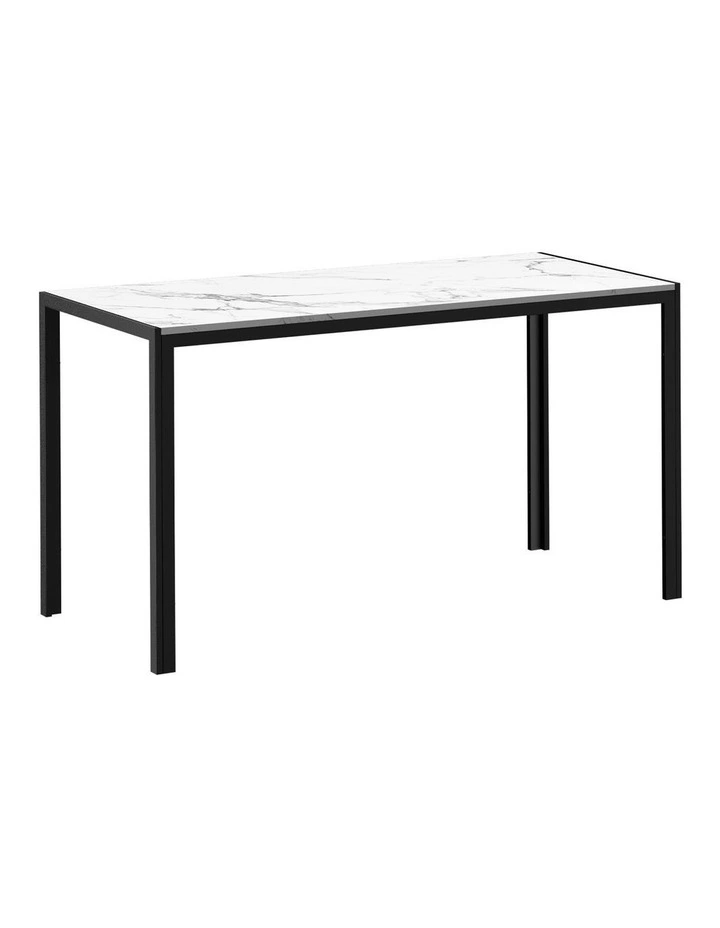 Oikiture 140cm Dining Table Rectangular Kitchen Table with Metal Leg White&Black image 1