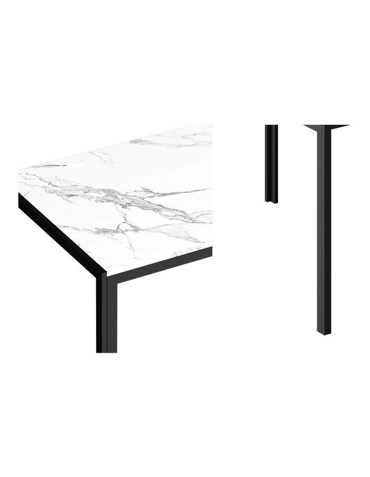 Oikiture 140cm Dining Table Rectangular Kitchen Table with Metal Leg White&Black image 6