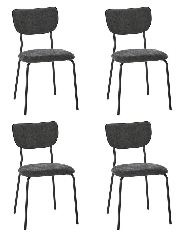 Oikiture Set of 4 Dining Chairs Linen Fabric Padded Seat Grey image 1