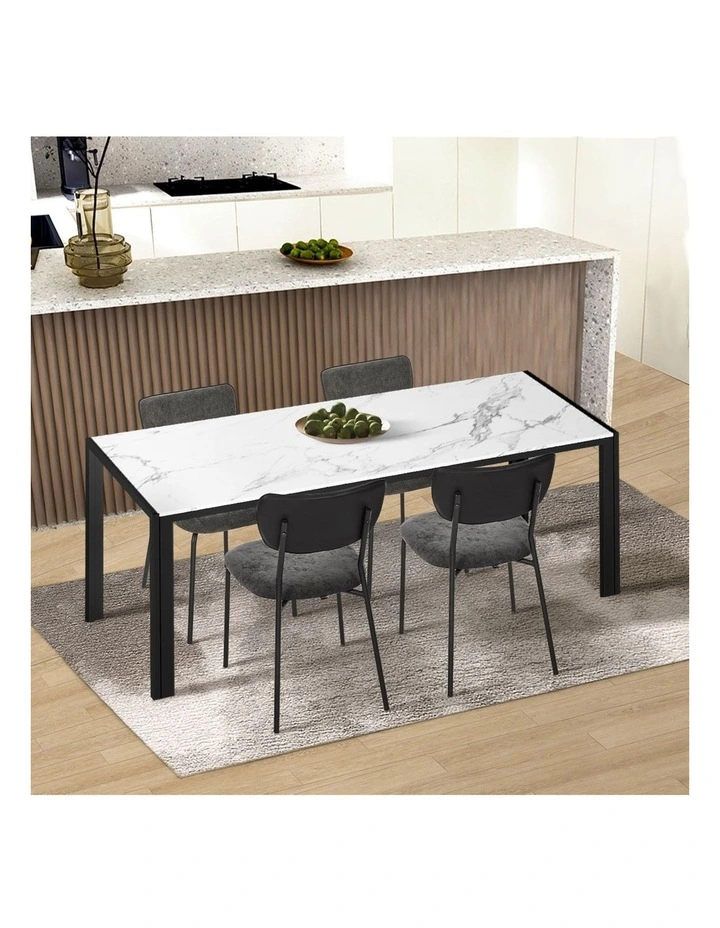 Oikiture Set of 4 Dining Chairs Linen Fabric Padded Seat Grey image 5