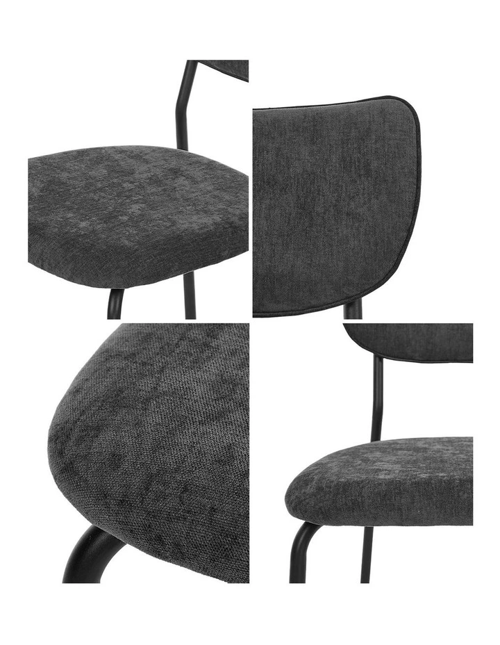Oikiture Set of 4 Dining Chairs Linen Fabric Padded Seat Grey image 6