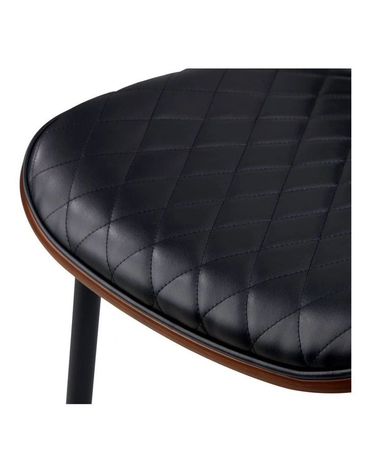 Oikiture 2x Dining Chairs Retro Faux Leather Solid Beech Wood Metal Legs Black image 7