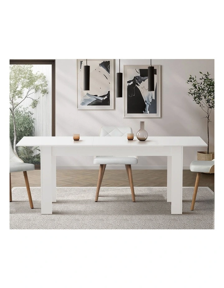Oikiture 200cm Extendable Dining Table Kitchen Restaurant Cafe Table White image 5