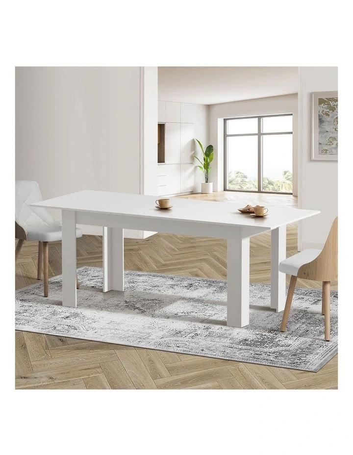 Oikiture 200cm Extendable Dining Table Kitchen Restaurant Cafe Table White image 7