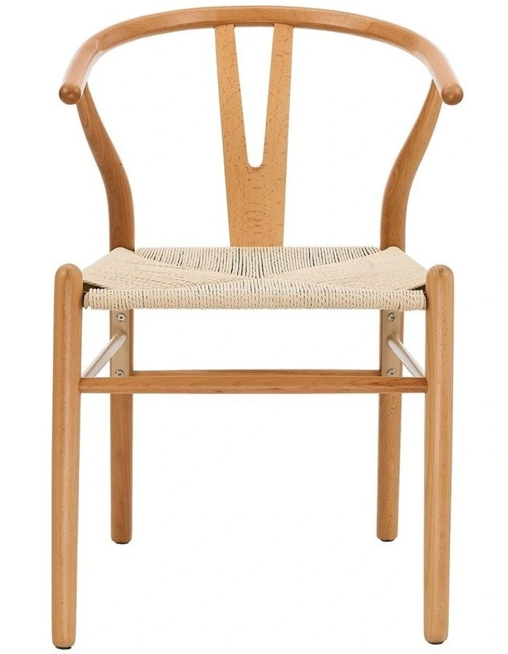 Oikiture Set of 2 Wooden Dining Chair Cafe Lounge Seat Wishbone Shaped Chair image 2
