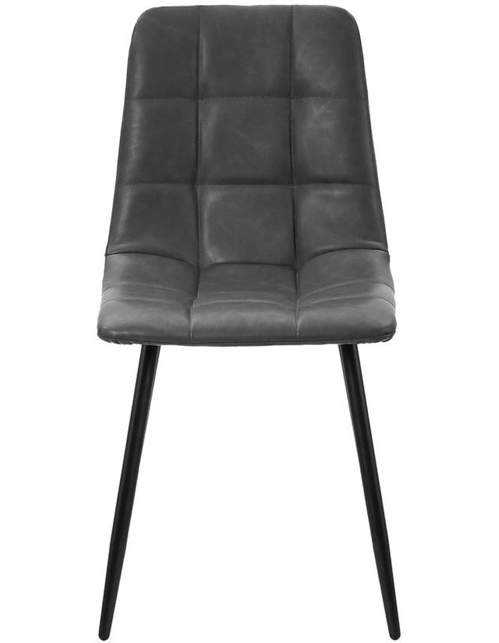 Oikiture 4x Padded Dining Chairs Kitchen PU Leather Seat Retro Grey image 2