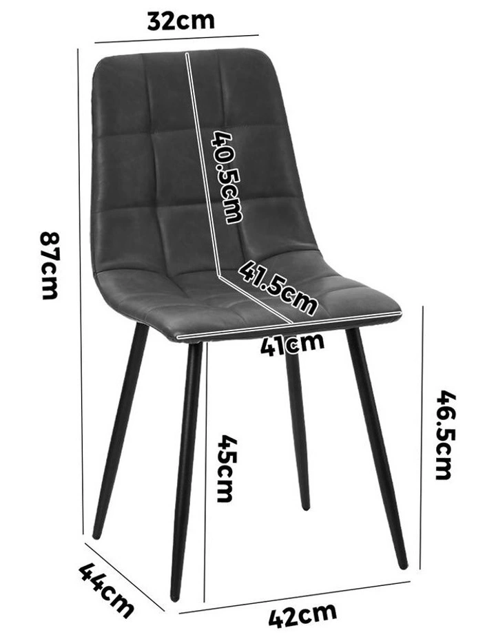 Oikiture 4x Padded Dining Chairs Kitchen PU Leather Seat Retro Grey image 3