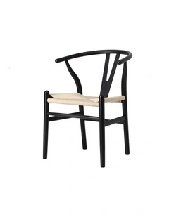 Oikiture Dining Chair Wooden Hans Wegner Chair Wishbone Cafe Lounge Seat Black