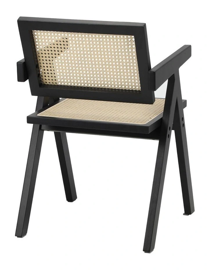 Oikiture 2x Dining Chairs Rattan Chair Wooden Accent Chair Black image 2