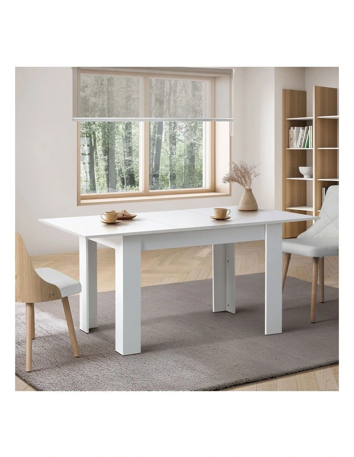 Oikiture 160cm Extendable Dining Table Kitchen Restaurant Cafe Table White image 4