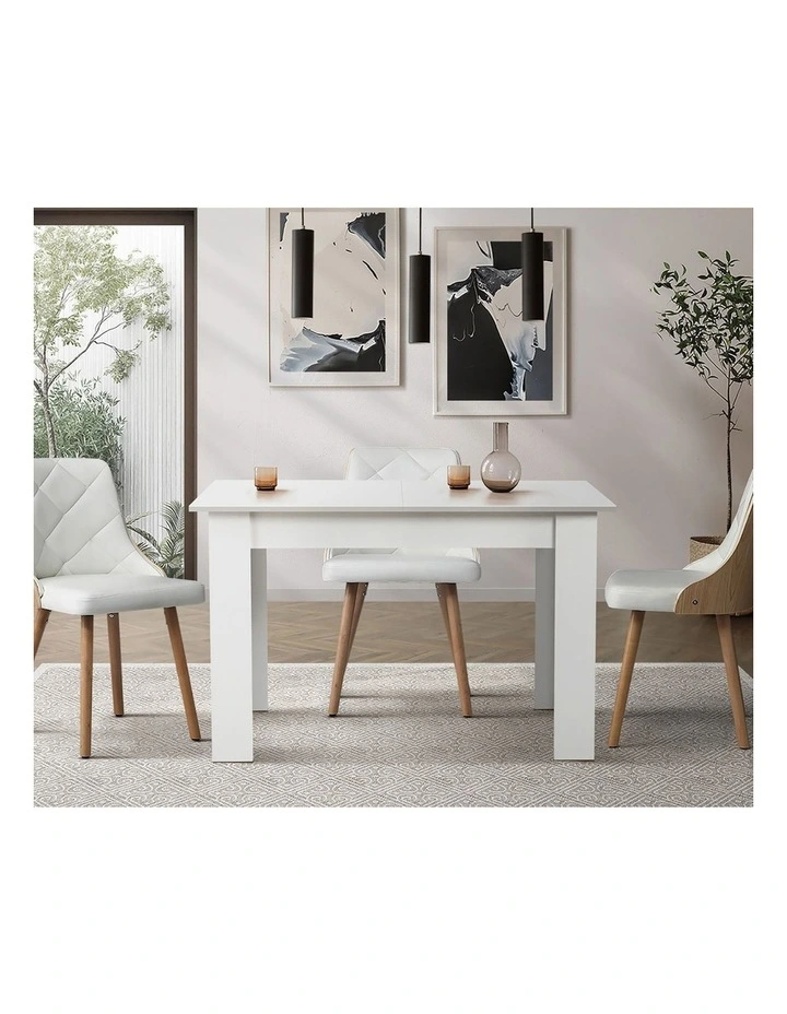 Oikiture 160cm Extendable Dining Table Kitchen Restaurant Cafe Table White image 5