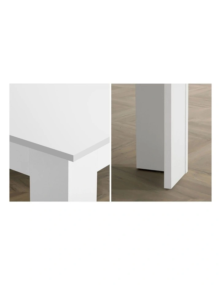 Oikiture 160cm Extendable Dining Table Kitchen Restaurant Cafe Table White image 7