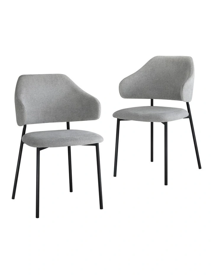 Oikiture 2x Armchair Dining Chair Accent Chairs Tub Armchairs Fabric Grey&Black image 1