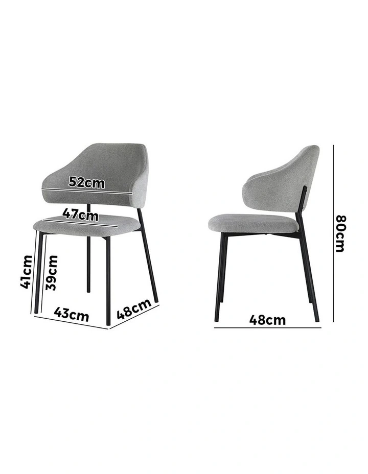 Oikiture 2x Armchair Dining Chair Accent Chairs Tub Armchairs Fabric Grey&Black image 3