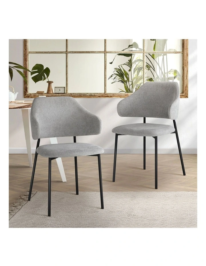 Oikiture 2x Armchair Dining Chair Accent Chairs Tub Armchairs Fabric Grey&Black image 4