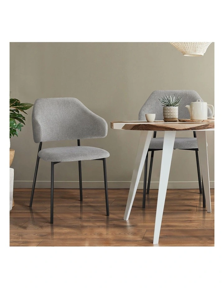 Oikiture 2x Armchair Dining Chair Accent Chairs Tub Armchairs Fabric Grey&Black image 5