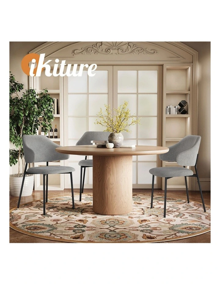 Oikiture 2x Armchair Dining Chair Accent Chairs Tub Armchairs Fabric Grey&Black image 7
