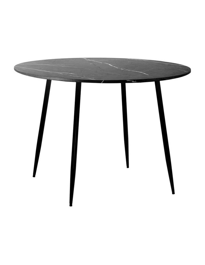 Oikiture 110cm Dining Table Round Wooden Table With Marble Effect Metal Legs GY image 1