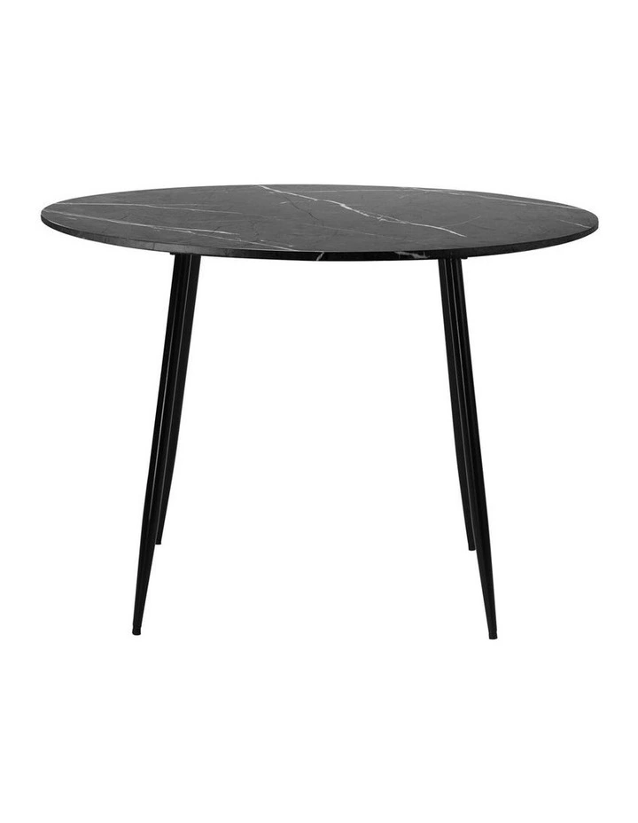 Oikiture 110cm Dining Table Round Wooden Table With Marble Effect Metal Legs GY image 7