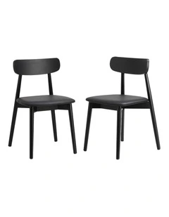 Oikiture 2x Dining Chairs Kitchen Chair PU Leather Solid Wood Cafe Lounge Black