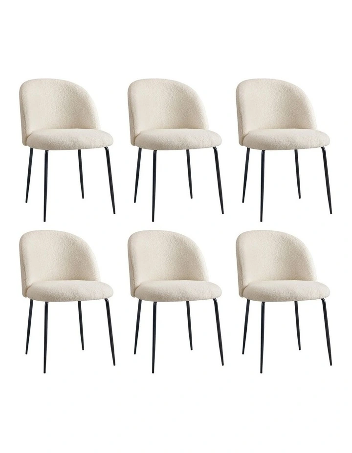 Oikiture 6x Dining Chairs Accent Chair Armchair Kitchen Upholstered Sherpa White image 4