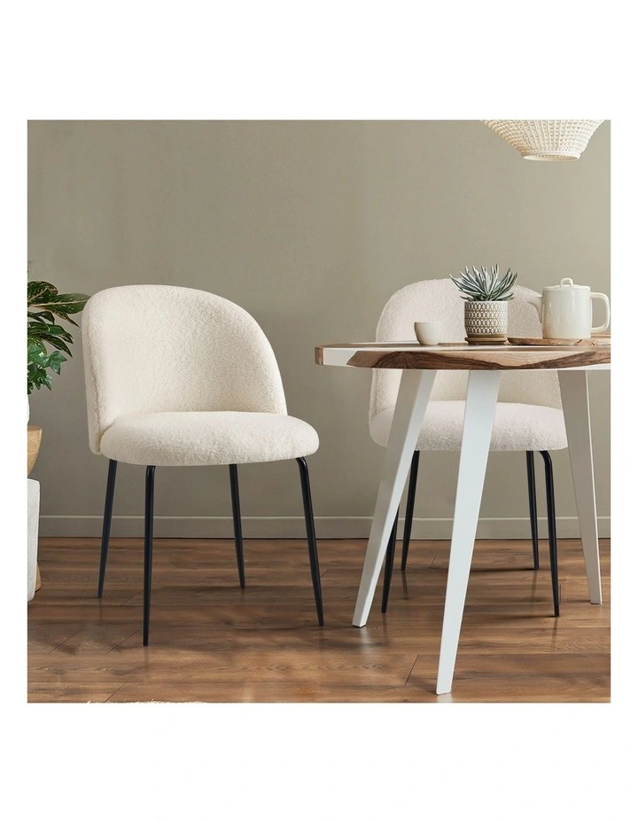 Oikiture 6x Dining Chairs Accent Chair Armchair Kitchen Upholstered Sherpa White image 5