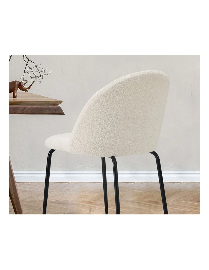 Oikiture 6x Dining Chairs Accent Chair Armchair Kitchen Upholstered Sherpa White image 6