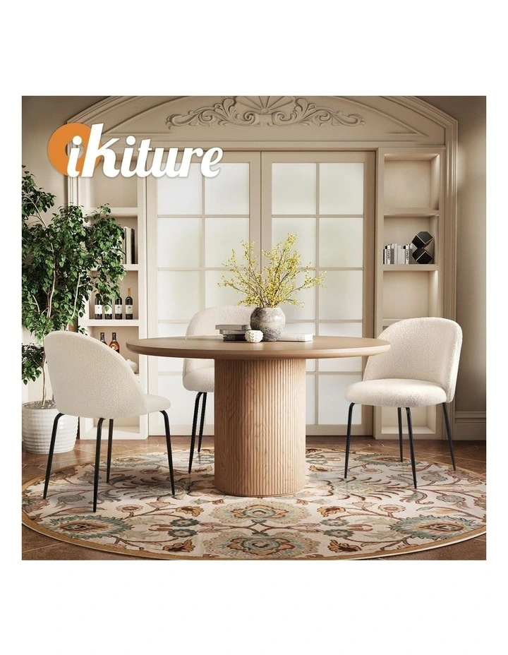 Oikiture 6x Dining Chairs Accent Chair Armchair Kitchen Upholstered Sherpa White image 7
