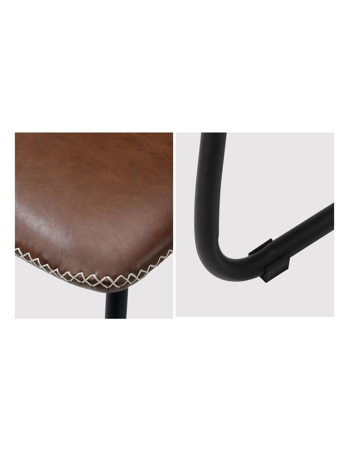 Oikiture 2x Dining Chairs Kitchen Chair Lounge Retro Padded Seat PU Brown image 7