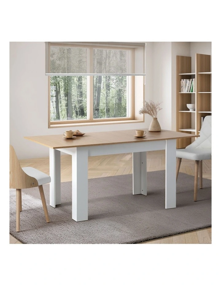Oikiture 160cm Extendable Dining Table Kitchen Restaurant Cafe Table WoodenWhite image 4