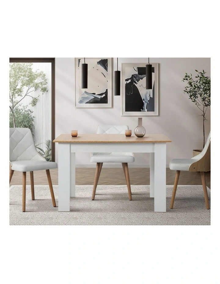 Oikiture 160cm Extendable Dining Table Kitchen Restaurant Cafe Table WoodenWhite image 5